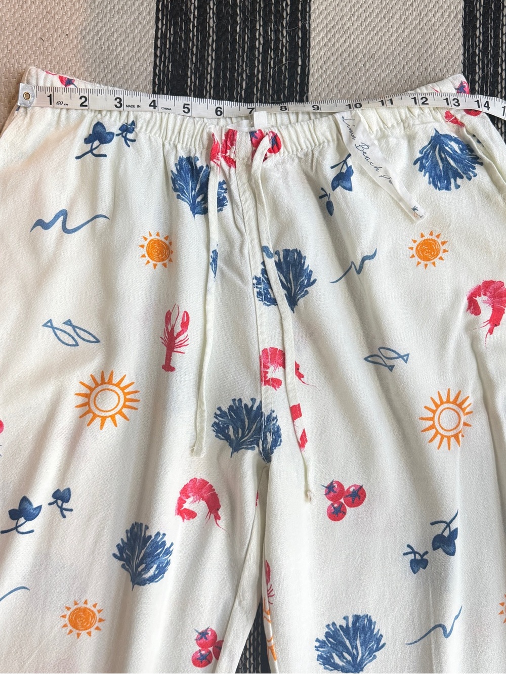 Cali 1850 Women's Linen Pull-On Beach Seaside Print Pants Size M New - Picture 9 of 13